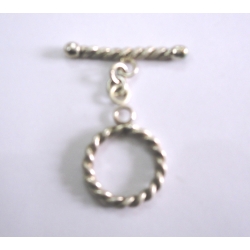 C0002-Clasp,toggle,oxidised,sterling silver,25 mm double sided round,twisted wire